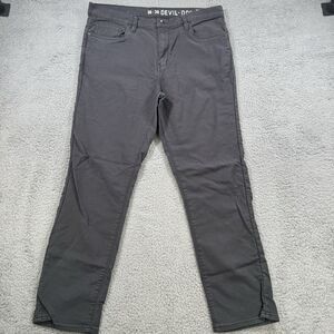 Devil-Dog Pants Mens 36x29 Grey Flat Front Slim Fit Casual Original Chino Slacks